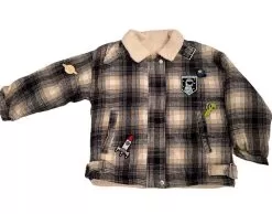 Plush Plaid Space Jacket -Fashion Store shearling plaid space jacket lola the boys 28946709839974
