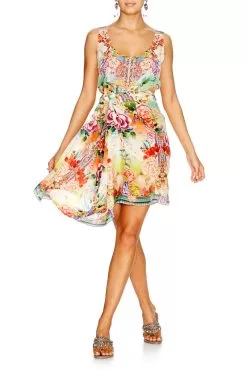 SHORT ROUND NECK KAFTAN FLOWER HOUR