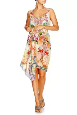 SHORT ROUND NECK KAFTAN FLOWER HOUR -Fashion Store shot 44 523