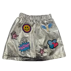 Silver Patch Mini Skirt -Fashion Store silver patch mini skirt lola the boys 29198302838886