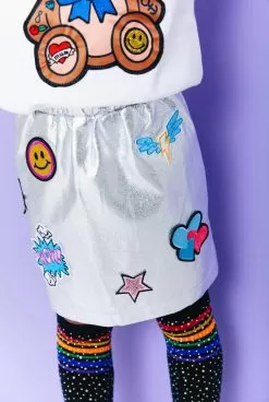 Silver Patch Mini Skirt -Fashion Store silver patch mini skirt lola the boys 29283652206694