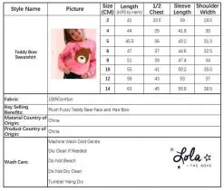 Teddy Bow Sweatshirt -Fashion Store sweaters sweatshirts teddy bow sweatshirt lola the boys 29689780732006