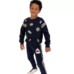 Varsity Patch Jogger Set Navy -Fashion Store varsity patch jogger set navy lola the boys 28923705098342