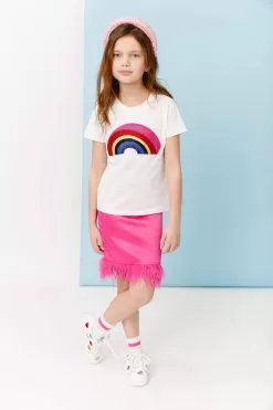 Women's Feather Trims Bright Pink Skirt -Fashion Store women s feather trims bright pink skirt lola the boys 29629752836198