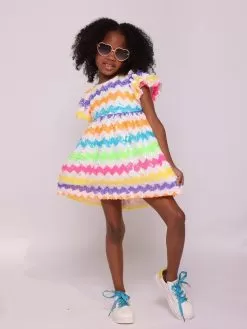 Zig Zag Rainbow Sequin Dress