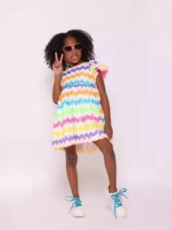 Zig Zag Rainbow Sequin Dress -Fashion Store zig zag rainbow sequin dress lola the boys 29604991631462